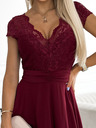 numoco Rochie din șifon cu decolteu din dantelă - Burgundy Numoco LINDA