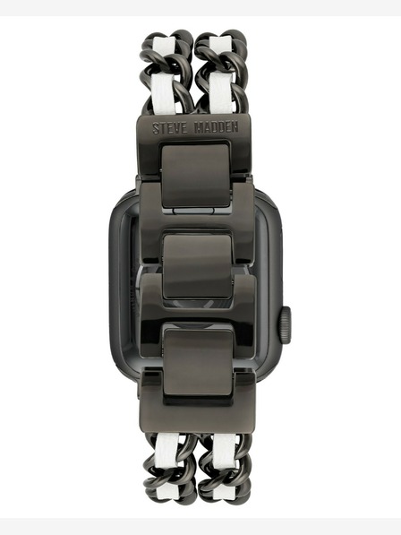 Steve Madden Curea din oțel și piele vegană Steve Madden pentru femei pentru Apple Watch 38/40/41mm, WS/1001BKWT424445