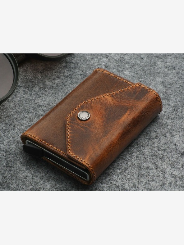 Pularys Portofel din piele pentru bărbați Pularys - maro