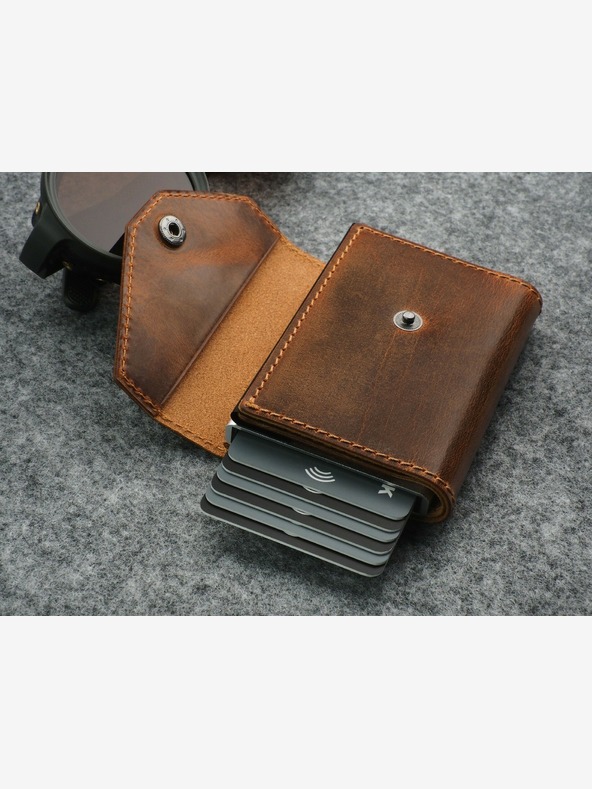 Pularys Portofel din piele pentru bărbați Pularys - maro