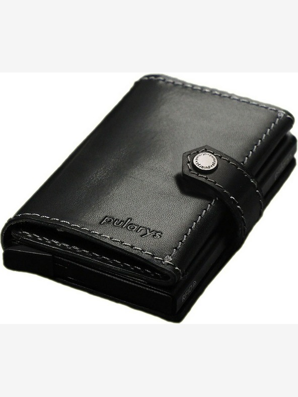 Pularys Portofel din piele pentru bărbați Pularys Hiker Black 211114101