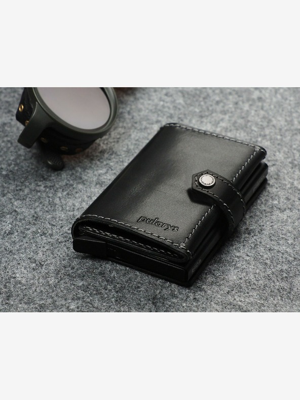 Pularys Set cadou portofel și breloc din piele pentru bărbați Pularys Hiker negru 211314101