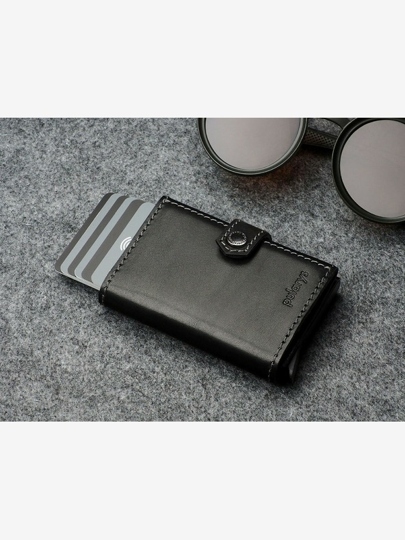 Pularys Set cadou portofel și breloc din piele pentru bărbați Pularys Hiker negru 211314101