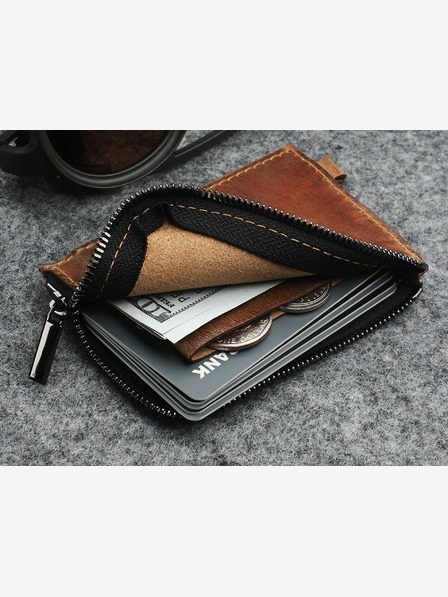Pularys Pularys Portofel din piele pentru bărbați Oldtimer Slim Brown