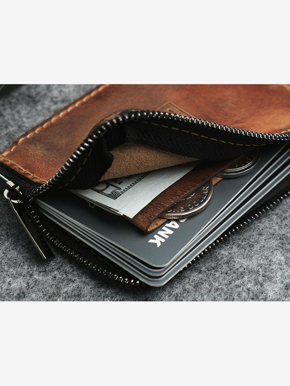 Pularys Pularys Portofel din piele pentru bărbați Oldtimer Slim Brown