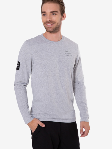 Sam 73 Tricou bărbătesc gri deschis cu dungi Sam 73