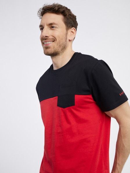Sam 73 Tricou SAM 73 Sirius negru și roșu pentru bărbați