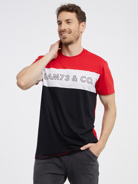 Sam 73 Tricou negru și roșu pentru bărbați SAM 73 Seamus