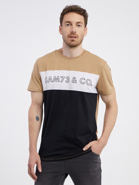Sam 73 Tricou negru și maro pentru bărbați SAM 73 Seamus