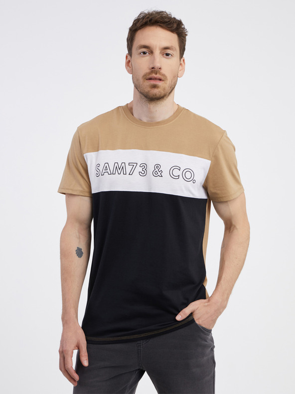 Sam 73 Tricou negru și maro pentru bărbați SAM 73 Seamus