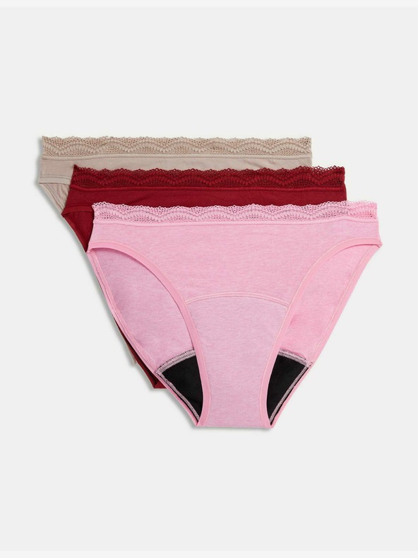 Marks & Spencer Chiloți menstruali cu tăietură înaltă, foarte absorbanți, 3 buc Marks & Spencer roșu
