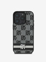 DKNY DKNY PU Leather Checkered Pattern și Stripe Back Cover pentru iPhone 16 Pro negru
