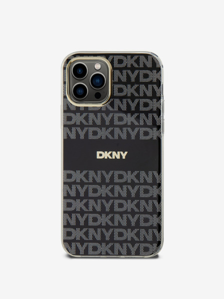 DKNY PC/TPU Repeat Pattern Tonal Stripe Magsafe Back Cover pentru iPhone 12/12 Pro negru DKNY
