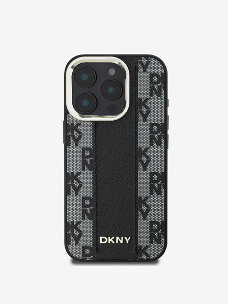 DKNY DKNY PU Leather Checkered Pattern Magsafe Back Cover pentru iPhone 16 Pro negru