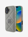 DKNY DKNY PU Leather Quilted Stack Logo Back Cover pentru iPhone 16 Plus gri