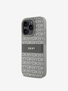 DKNY DKNY PU Leather Repeat Pattern Tonal Stripe Back Cover pentru iPhone 16 Pro Bej