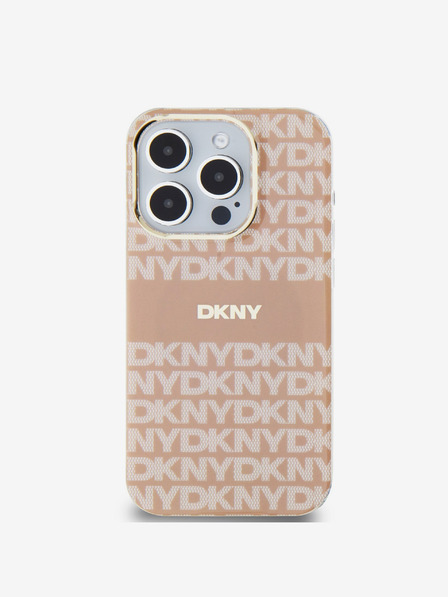 DKNY PC/TPU Repeat Pattern Tonal Stripe Magsafe Back Cover pentru iPhone 14 Pro roz DKNY