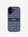 DKNY DKNY PU Leather Repeat Pattern Tonal Stripe Back Cover pentru iPhone 16 Albastru