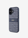 DKNY DKNY PU Leather Repeat Pattern Tonal Stripe Back Cover pentru iPhone 16 Albastru
