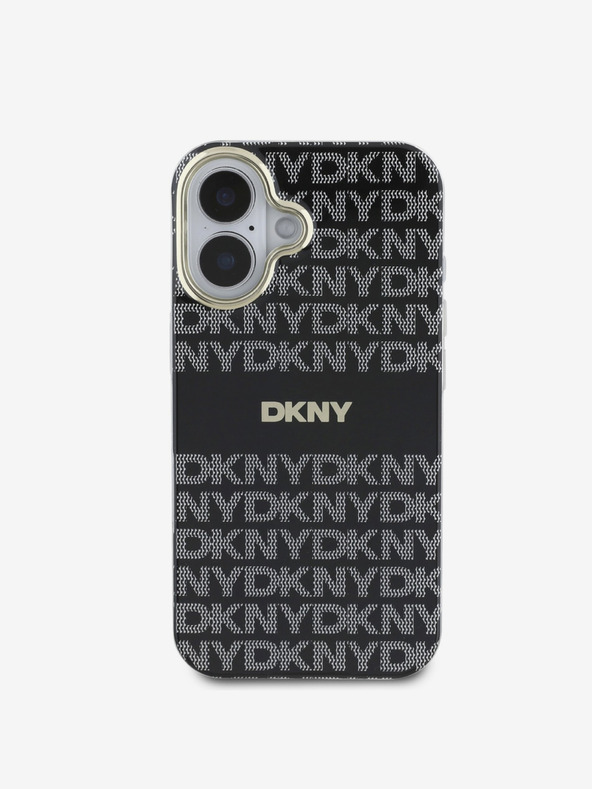 DKNY DKNY PC/TPU Repeat Pattern Tonal Stripe Magsafe Back Cover pentru iPhone 16 negru