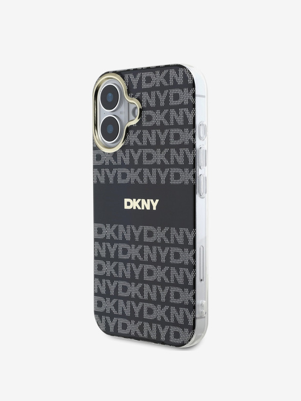 DKNY DKNY PC/TPU Repeat Pattern Tonal Stripe Magsafe Back Cover pentru iPhone 16 negru