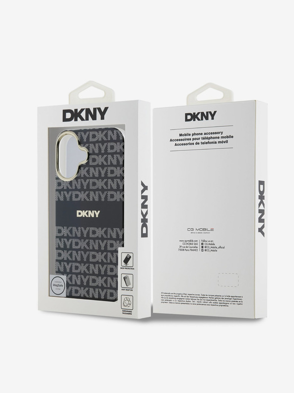 DKNY DKNY PC/TPU Repeat Pattern Tonal Stripe Magsafe Back Cover pentru iPhone 16 negru