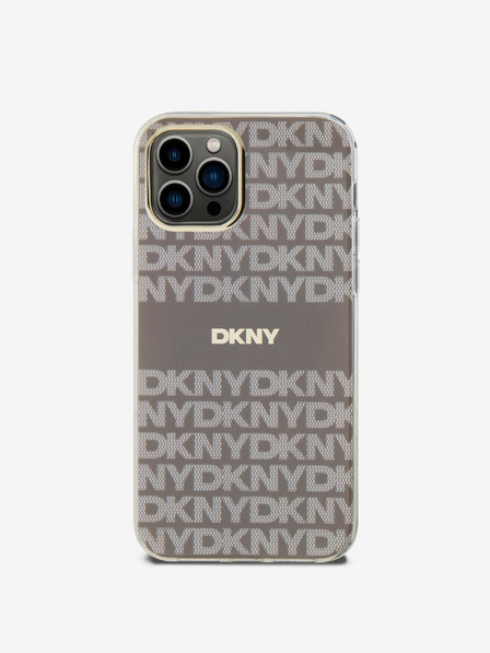 DKNY PC/TPU Repeat Pattern Tonal Stripe Magsafe Back Cover pentru iPhone 12/12 Pro Bej DKNY