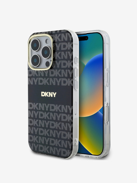 DKNY DKNY PC/TPU Repeat Pattern Tonal Stripe Magsafe Back Cover pentru iPhone 16 Pro negru