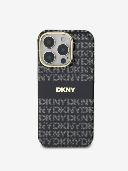 DKNY DKNY PC/TPU Repeat Pattern Tonal Stripe Magsafe Back Cover pentru iPhone 16 Pro negru