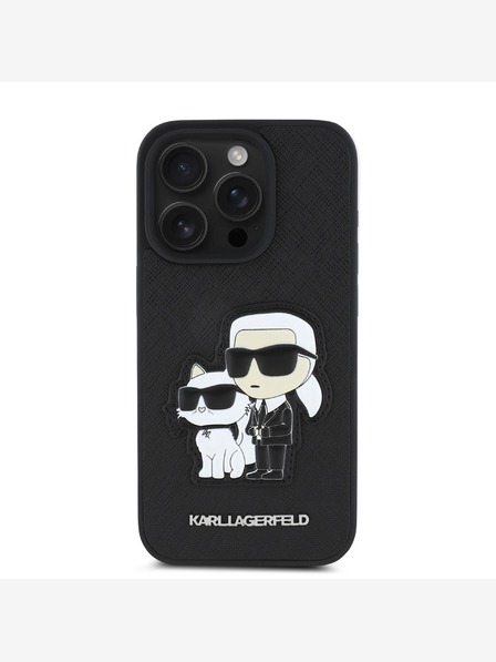 Karl Lagerfeld Karl Lagerfeld PU Saffiano Karl și Choupette Back Cover pentru iPhone 15 Pro negru