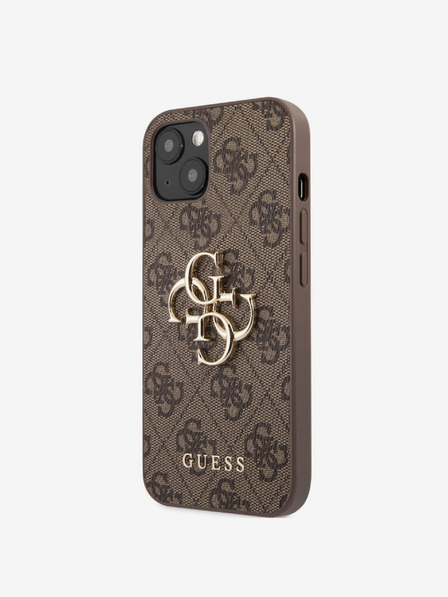 Guess Guess PU 4G Metal Logo Back Cover pentru iPhone 13 Brown