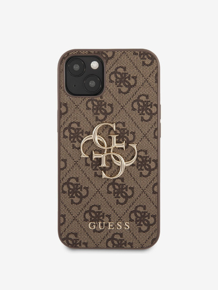 Guess Guess PU 4G Metal Logo Back Cover pentru iPhone 13 Brown