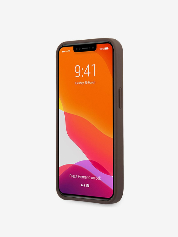 Guess Guess PU 4G Metal Logo Back Cover pentru iPhone 13 Brown