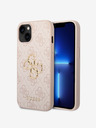 Guess PU 4G Metal Logo Zadní Kryt pro iPhone 15 Pink Carcasa de telefon