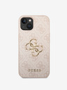 Guess PU 4G Metal Logo Zadní Kryt pro iPhone 15 Pink Carcasa de telefon