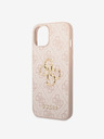 Guess PU 4G Metal Logo Zadní Kryt pro iPhone 15 Pink Carcasa de telefon