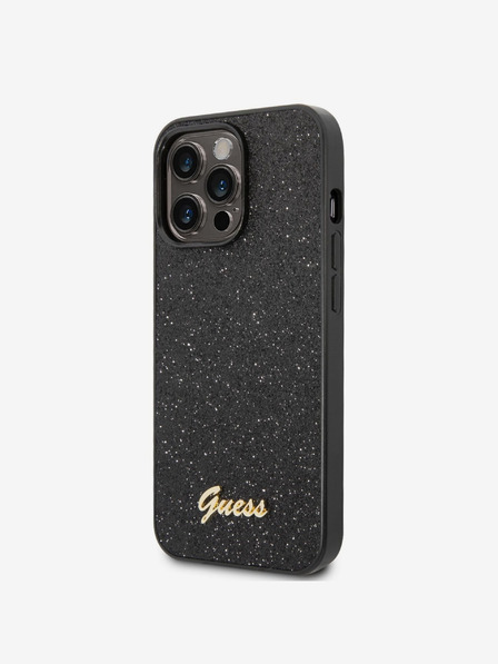 Guess Guess PC/TPU Glitter Flakes Metal Logo Back Cover pentru iPhone 14 Pro Max Negru