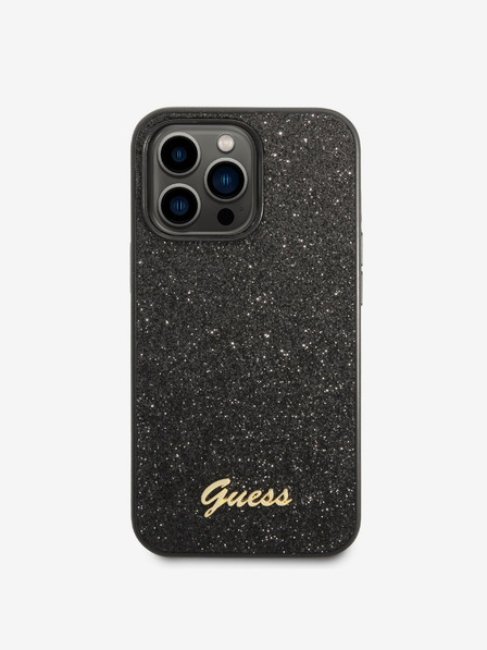 Guess Guess PC/TPU Glitter Flakes Metal Logo Back Cover pentru iPhone 14 Pro Max Negru