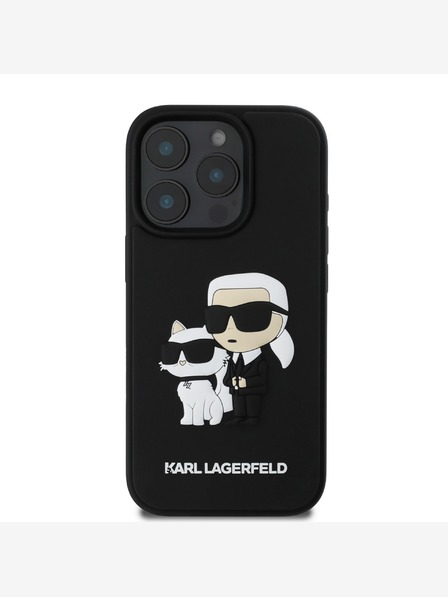 Karl Lagerfeld Karl Lagerfeld PU Saffiano Karl and Choupette Back Cover pentru iPhone 16 Pro Max Negru