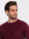 Ombre Clothing Tricou de bază burgundy pentru bărbați cu buzunar Ombre Clothing