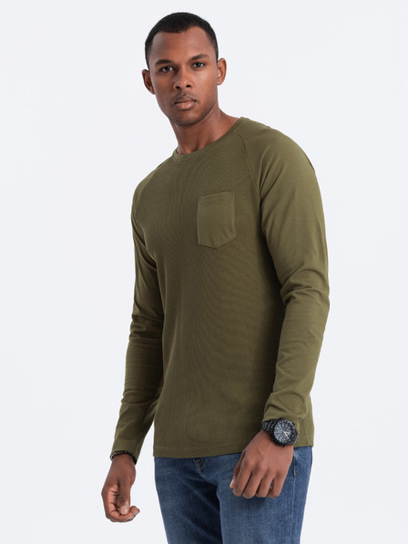 Ombre Clothing Tricou de bază pentru bărbați kaki cu buzunar Ombre Clothing