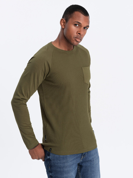 Ombre Clothing Tricou de bază pentru bărbați kaki cu buzunar Ombre Clothing