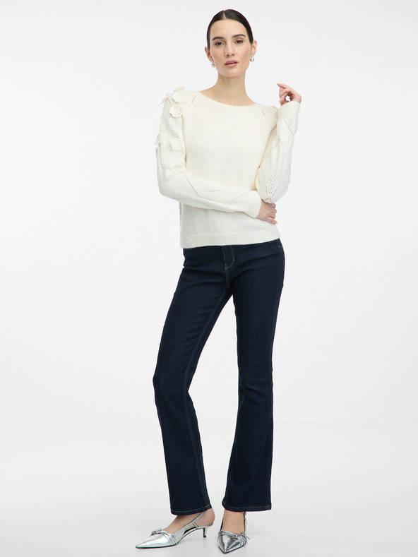 Orsay Pulover de damă crem cu model floral ORSAY
