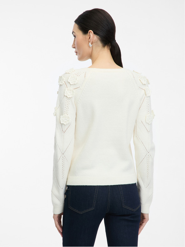 Orsay Pulover de damă crem cu model floral ORSAY