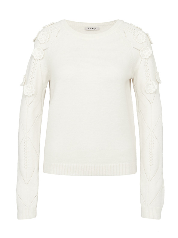 Orsay Pulover de damă crem cu model floral ORSAY