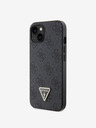 Guess Guess PU 4G Strass Triangle Metal Logo Back Cover pentru iPhone 15 negru