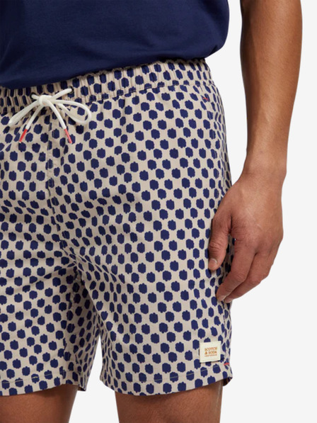 Scotch & Soda Costume de baie cu model albastru și bej pentru bărbați Scotch & Soda