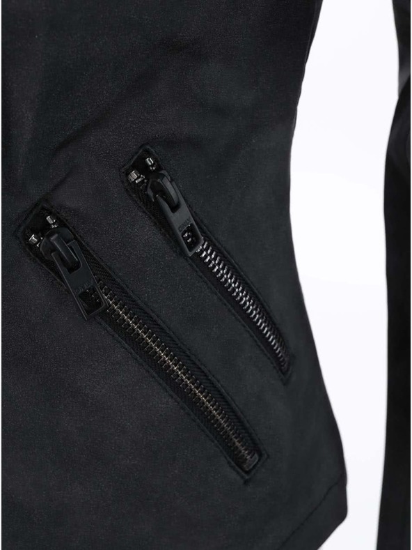 ONLY Jachetă curbată din piele neagră pentru femei cu buzunare ONLY Biker