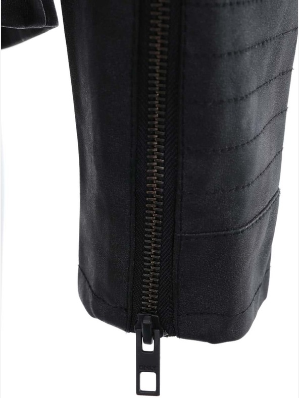 ONLY Jachetă curbată din piele neagră pentru femei cu buzunare ONLY Biker