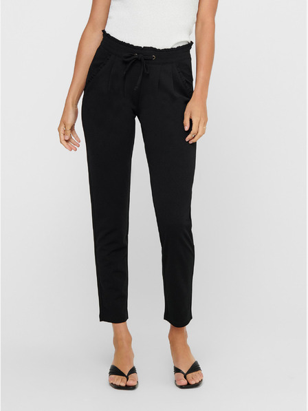 Jacqueline de Yong Pantaloni cropped negri cu cravată JDY Catia